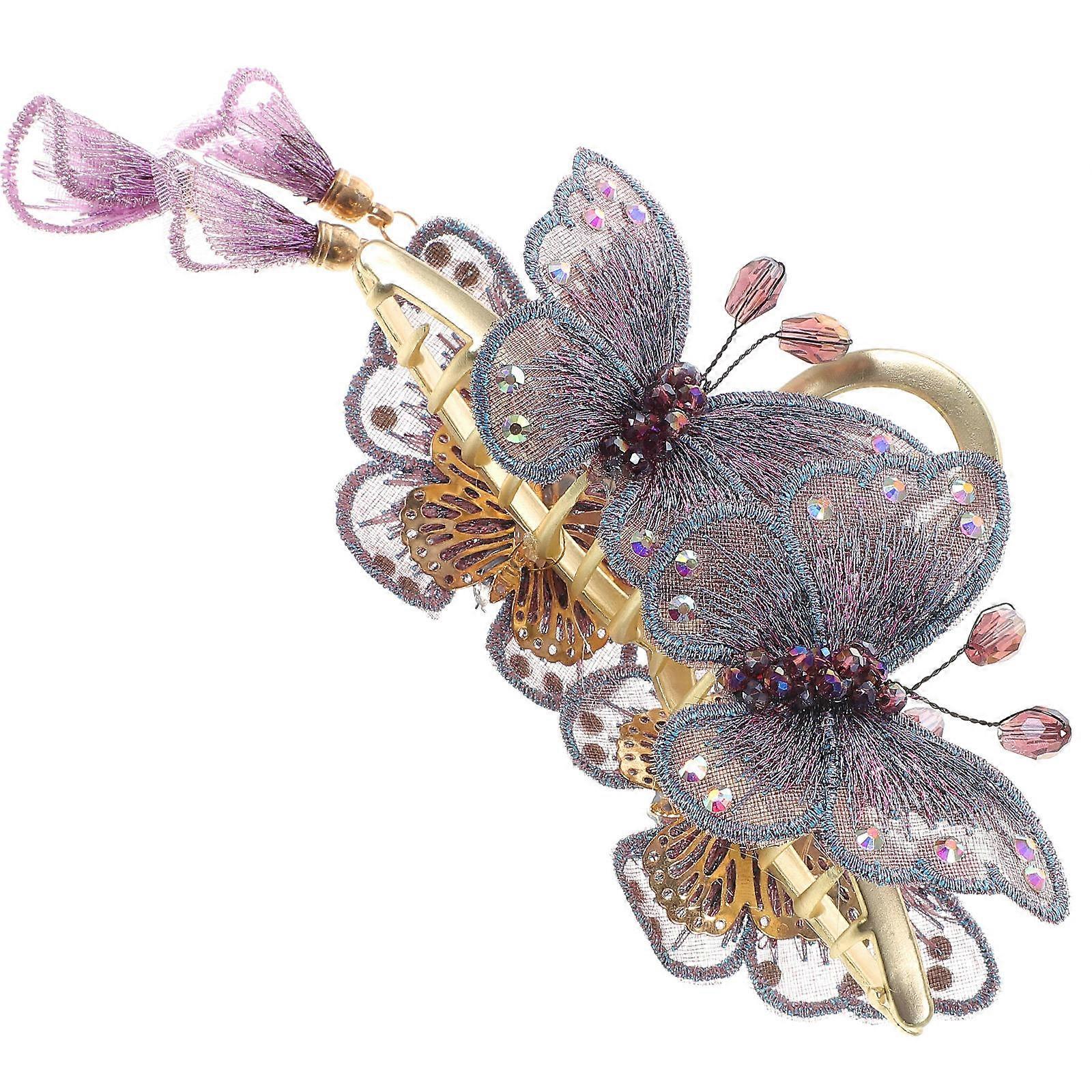 a refined and engaging product description based on your input:
**Elegant Butterfly Hair Clip with Tassel Decoration – Premium Hairpin for