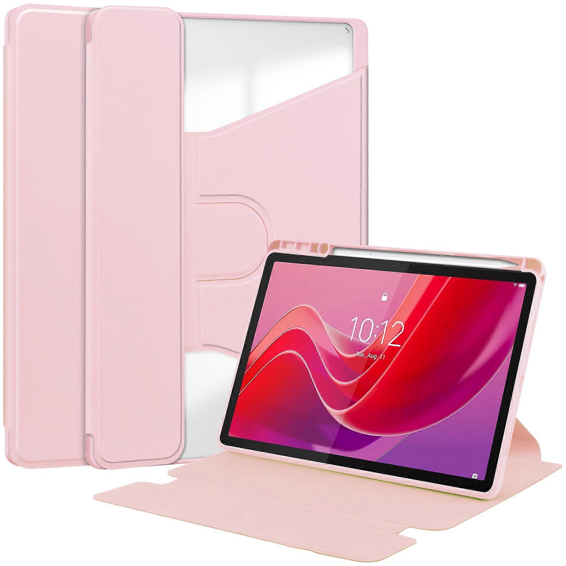 TKdaddy For Lenovo Tab M11 Xiaoxin Pad 11 2024 Tablet Case 360-Degree Rotating Stand Anti-fall Cover (without Keyboard) Pink