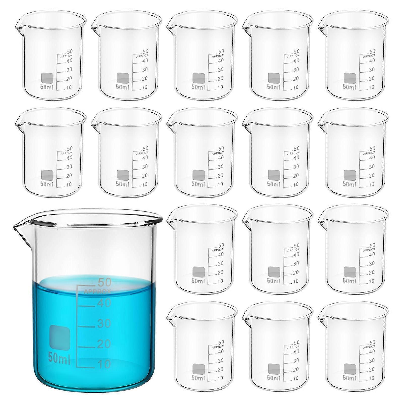 20Pcs Graduated Beakers Clear Measuring Cups For Scientific Experiments Spouted Shape Accurate Volume Measurement 50ml