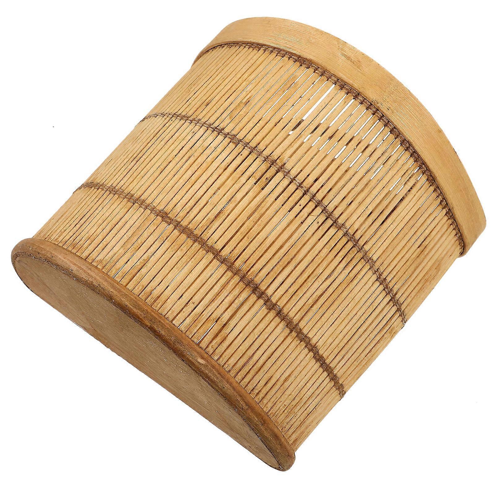 Ginger Garlic Basket Brown Bamboo Storage Basket with Convenient Handle Design