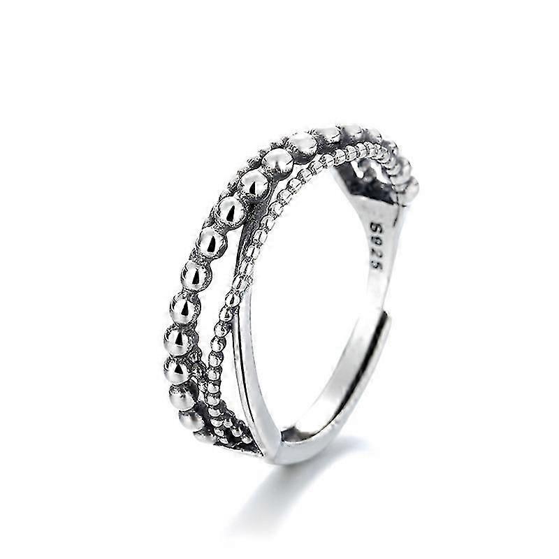 925シルバーファッションシンプルなビーズリングとタイのシルバーアクセサリーリング