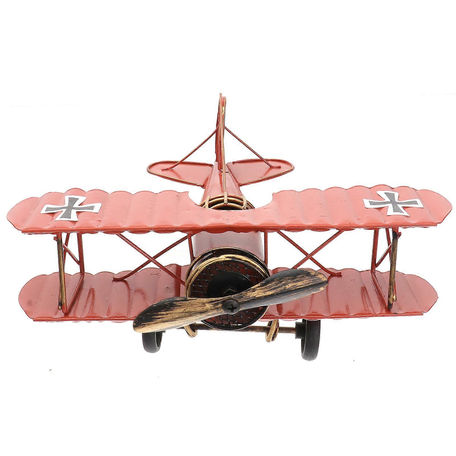 Retro Metal Plane Aircraft Model Craft for Home Decor Multi Color 7 Inch