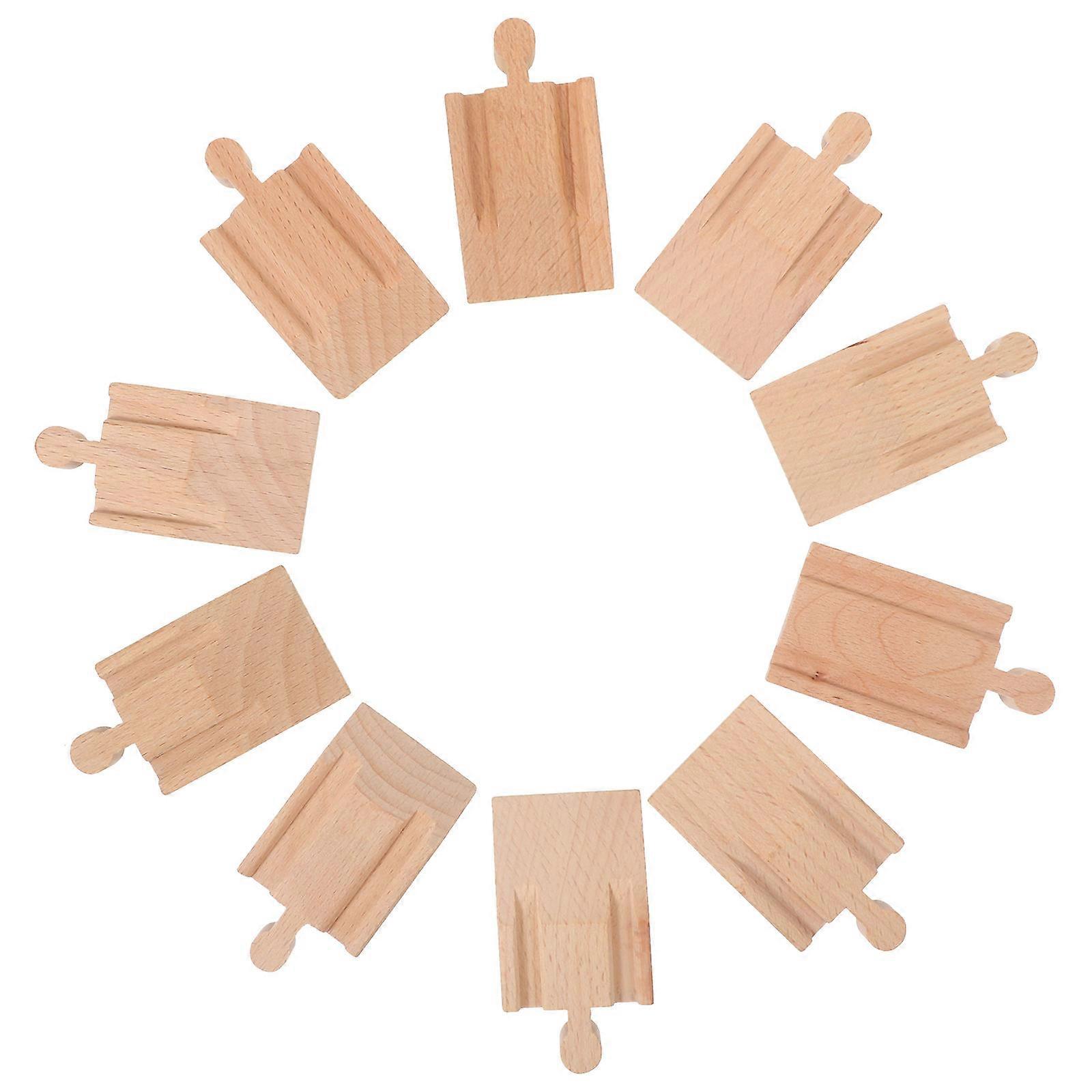 Wooden Train Track Pieces for Toy Safe Durable Brown Color Enhance Parent Child Interaction 10pcs