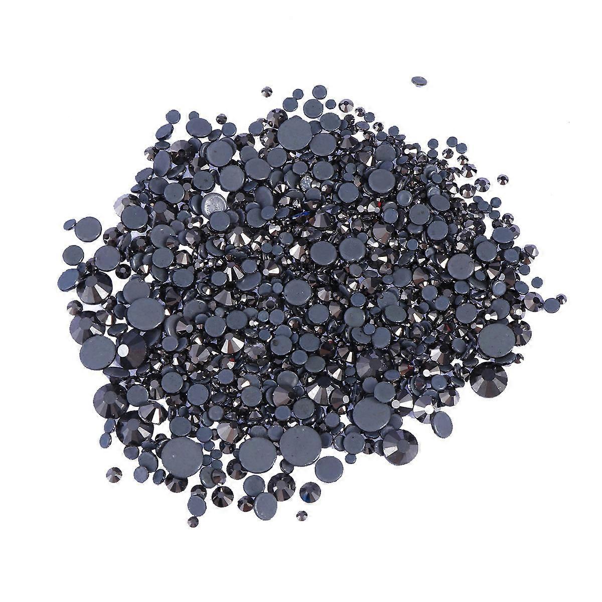1000PCS/Set Half Artificial Crystal Glass Beads Flat Back Crystals for Craft DIY Gift Making Assorted Size (Grey)