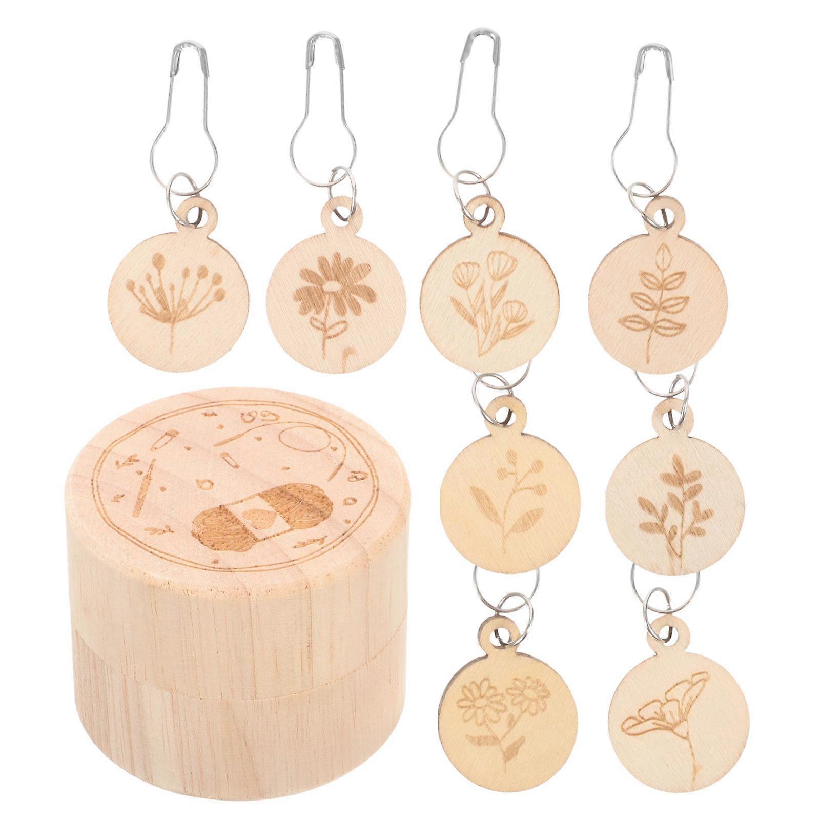 Round Wooden Knitting Markers For 1 Set Stitched Yarn Markers With Unique Design