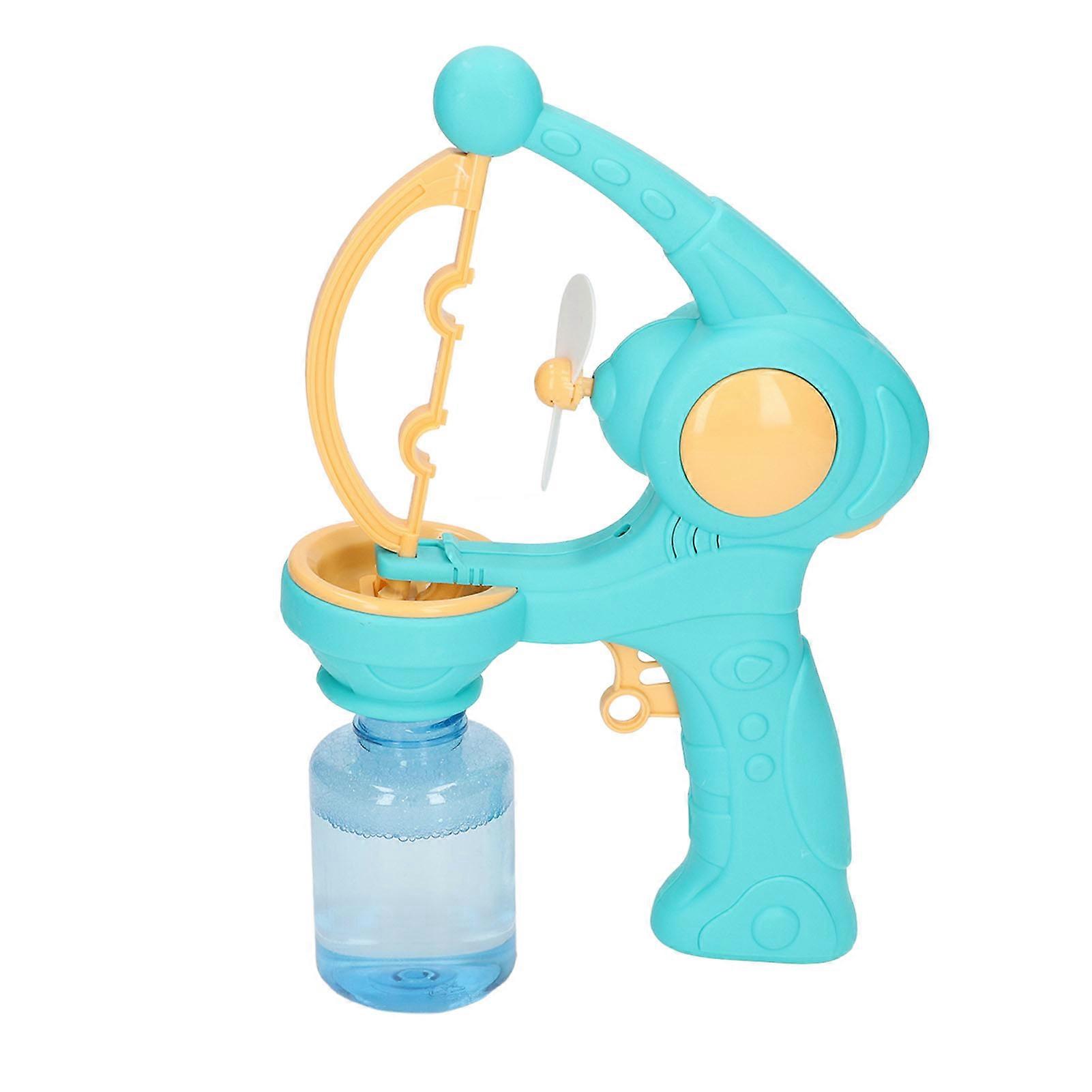 Bubble Gun Automatic Convenient Handle Battery Powered Interesting Fan Function Cartoon Bubble Machine for Toy Blue