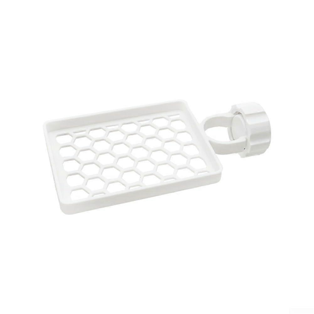 Effective storage shelf for kitchen and bathroom, organizing faucets, soap, and essential items