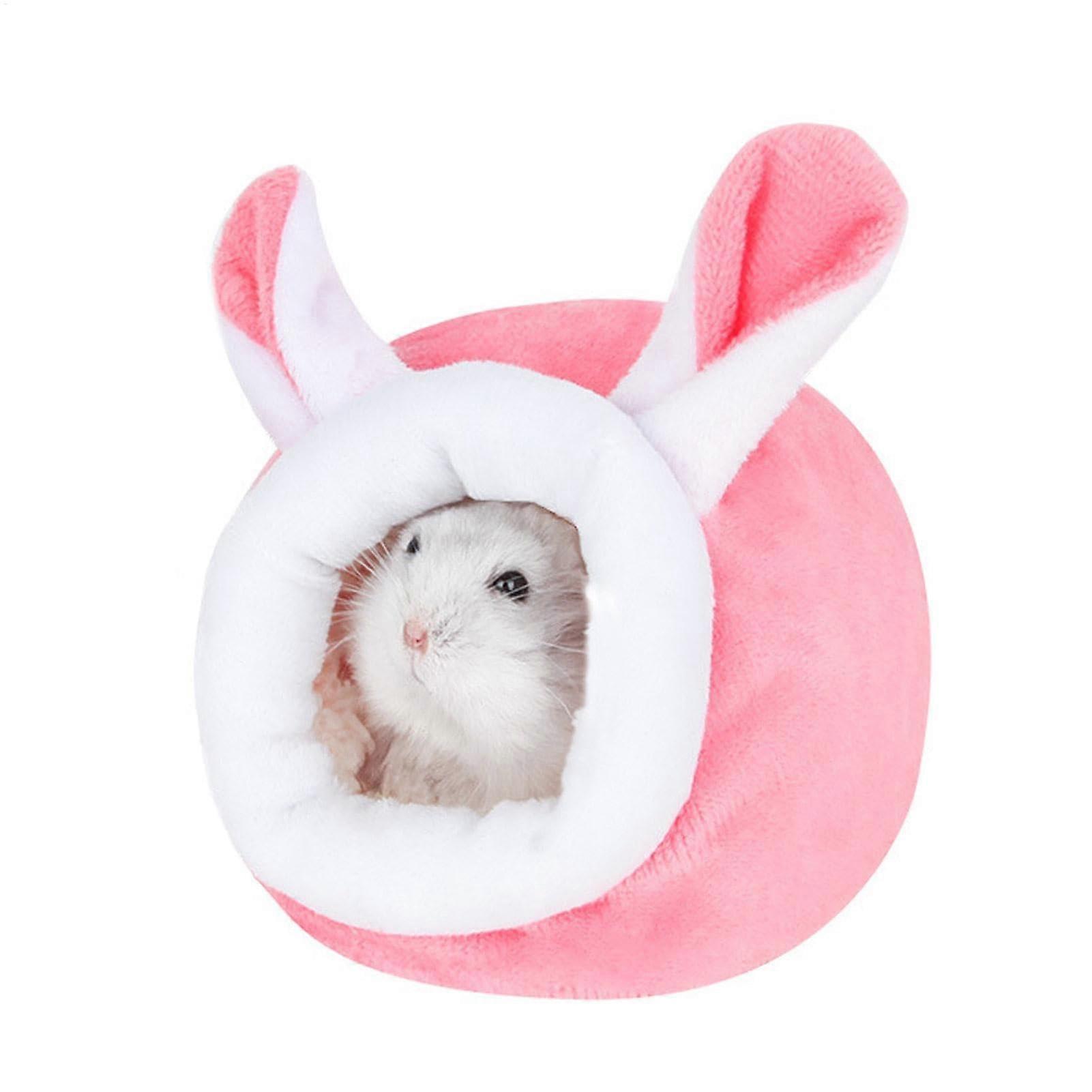 Hamster Bed | Non-slip Cartoon Rabbit Hammock for Dwarf Hamsters and Guinea Pigs - Pink Small Animal Cage Accessory