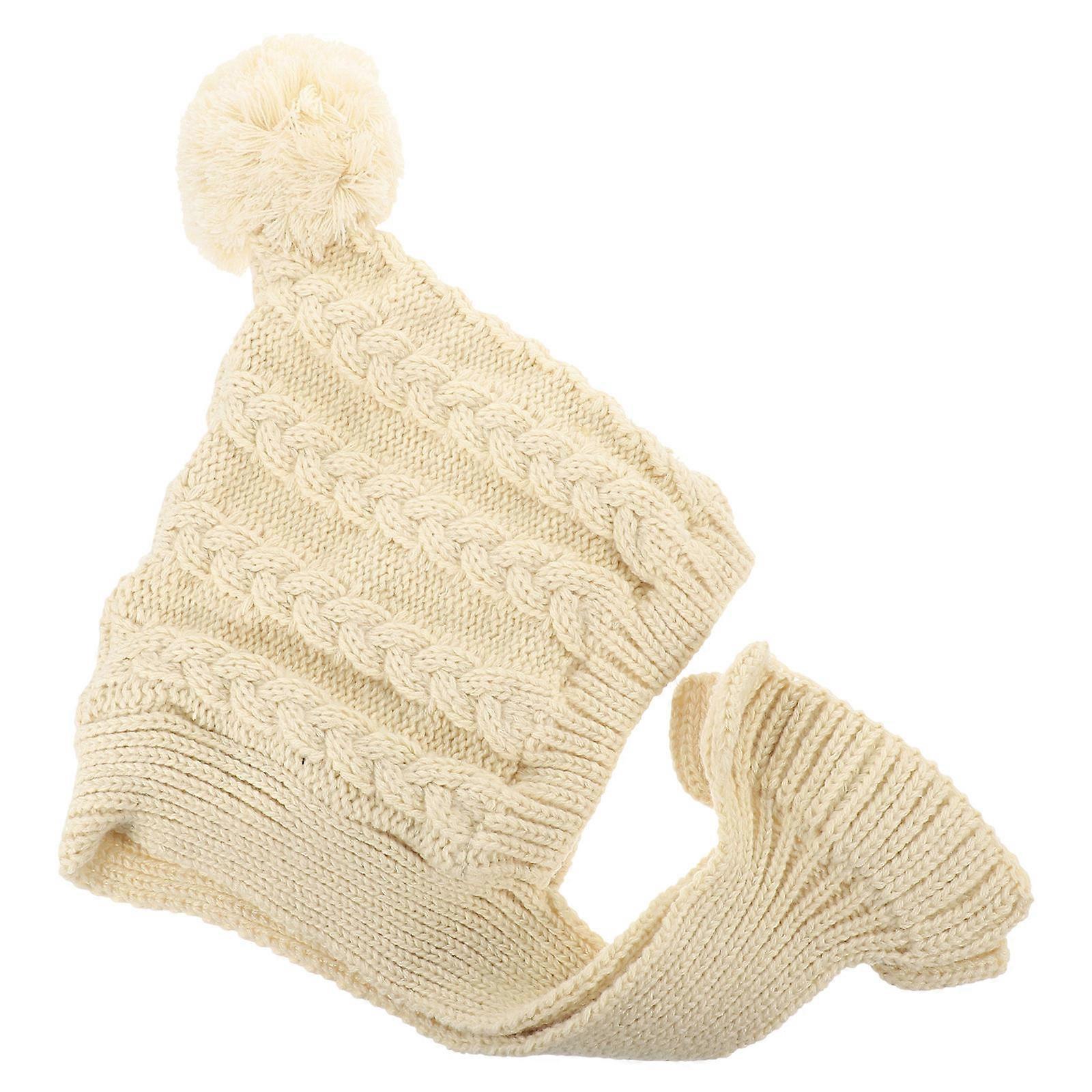 Chapéu de Inverno para Animais de Estimação com Cachecol para Cães Simples Confortável Bege Proteção Total 1 Conjunto