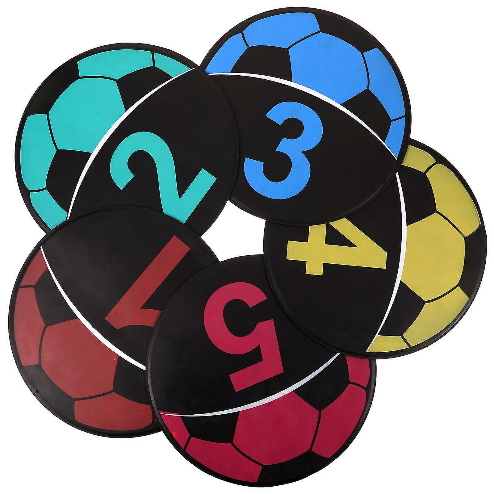 Numbered Markers 5Pcs Soccer Training Equipment Round TPE Discs Assorted Color Marking Aid For Kids Sports Activities