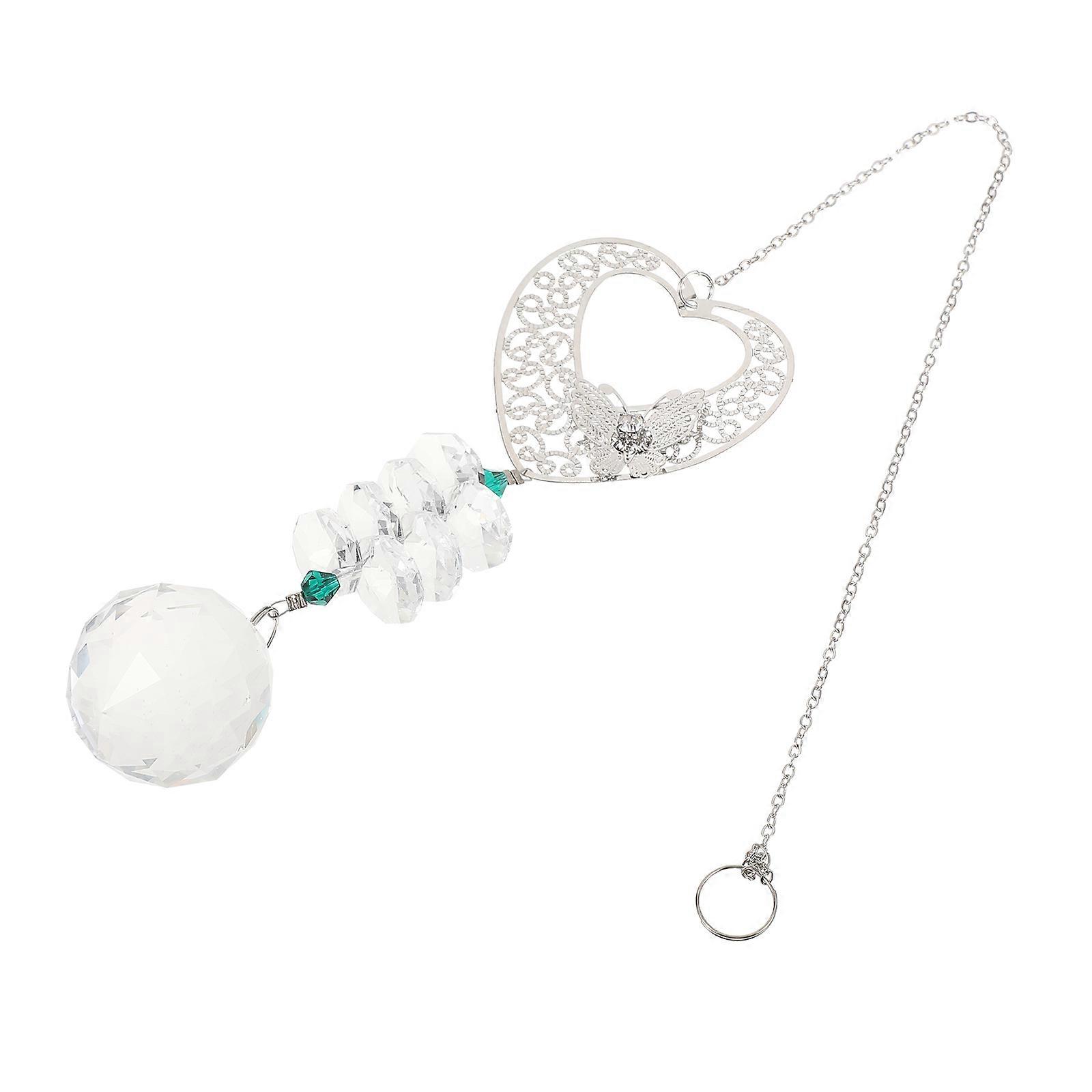 Crystal Heart Pendant Suncatcher Elegant Transparent Rainbow Hanging Ornament for Home Decor, Office, Garden, and Window Chandelier Adornment