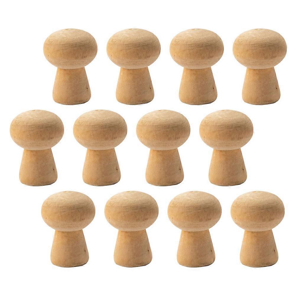 Wood Mushroom Decor Ornaments Kids Craft Projects Khaki Bamboo Material Brain Coordination Exercise 20Pack