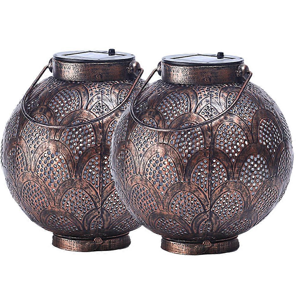 Hanging Solar Lanterns 2Pcs Outdoor Decorative Lighting Solar Energy Conversion Iron Lantern For Garden Home Party Use With IP65 Waterproof