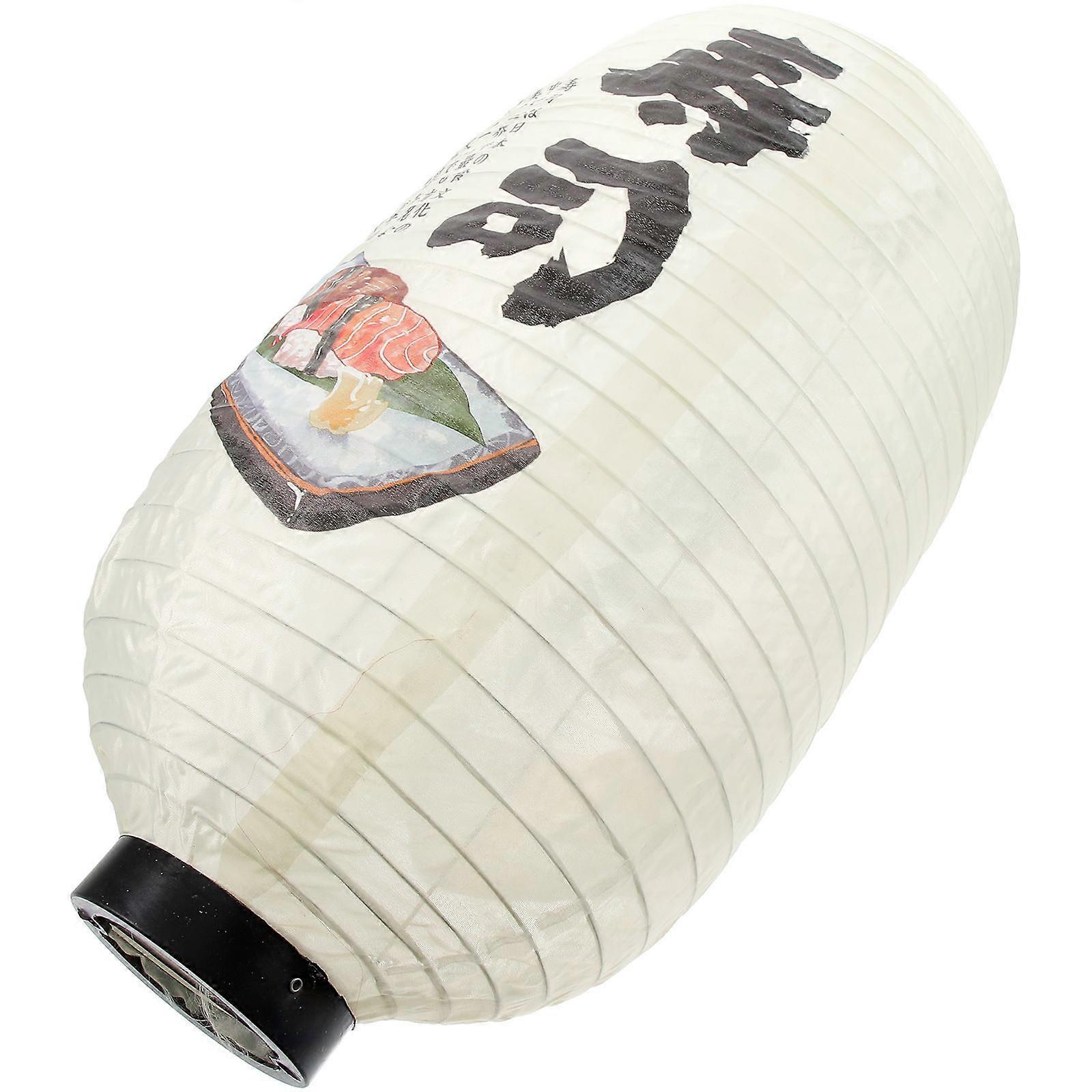 The **Japanese Hanging Lantern with Traditional Sushi Design** is a decorative lighting fixture that combines traditional Japanese aesthetics with a
