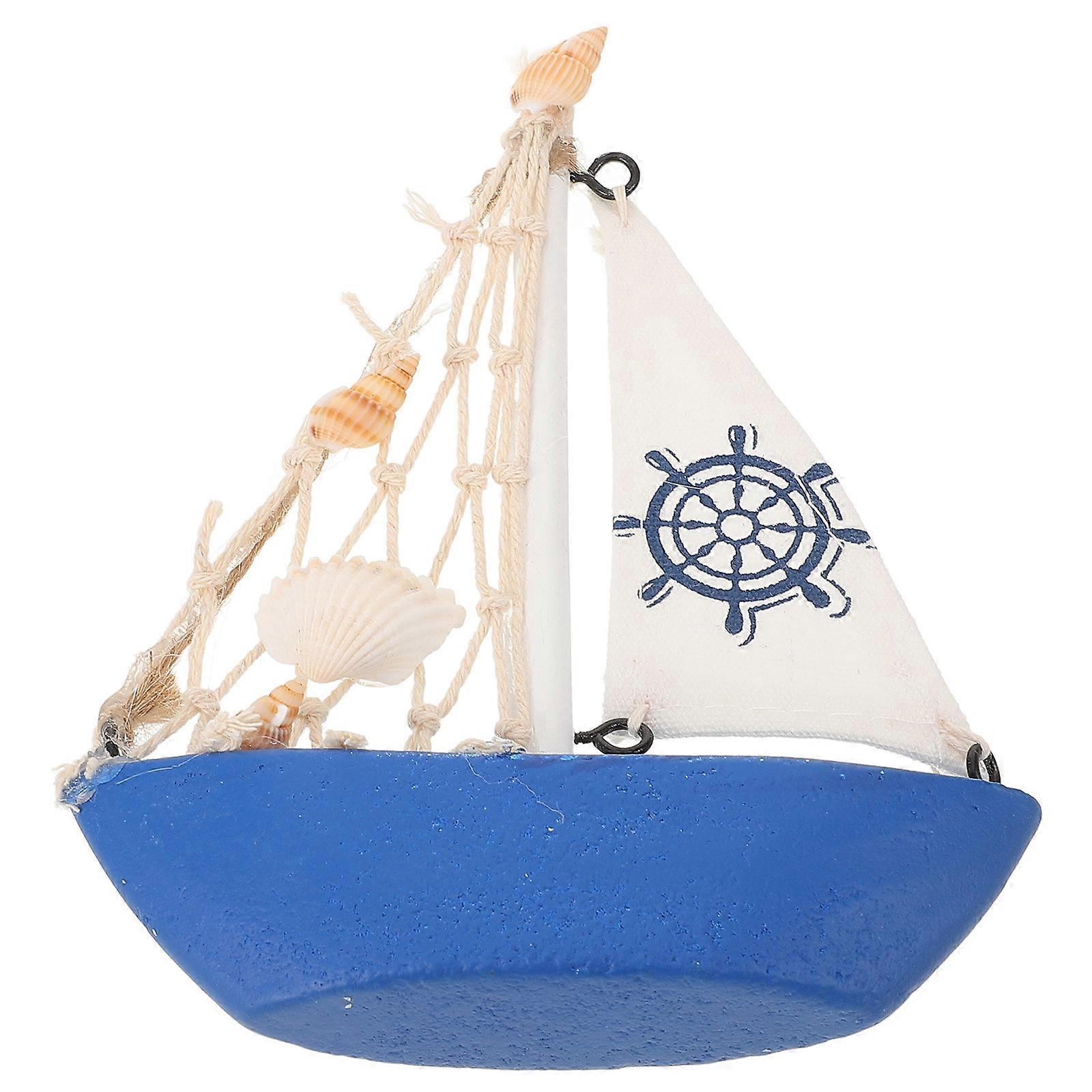 Mediterranean Style Wooden Miniature Sailing Boat Model Nautical Desktop Decoration for Home Unique Art Design for Sailing Enthusiasts