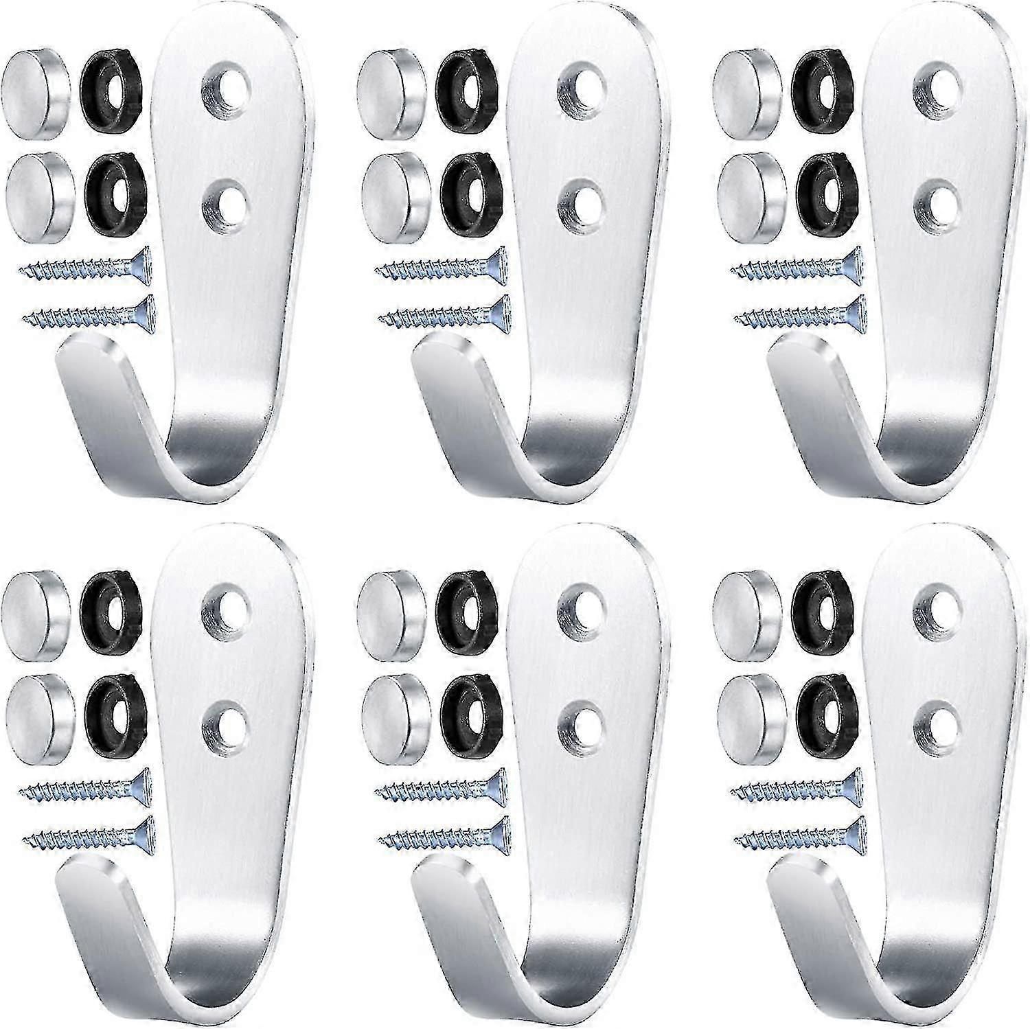 Pack Of 6 Wall Hooks, Coat Hooks, Stainless Steel, Key Hooks, Coat Hooks, Coat Gift