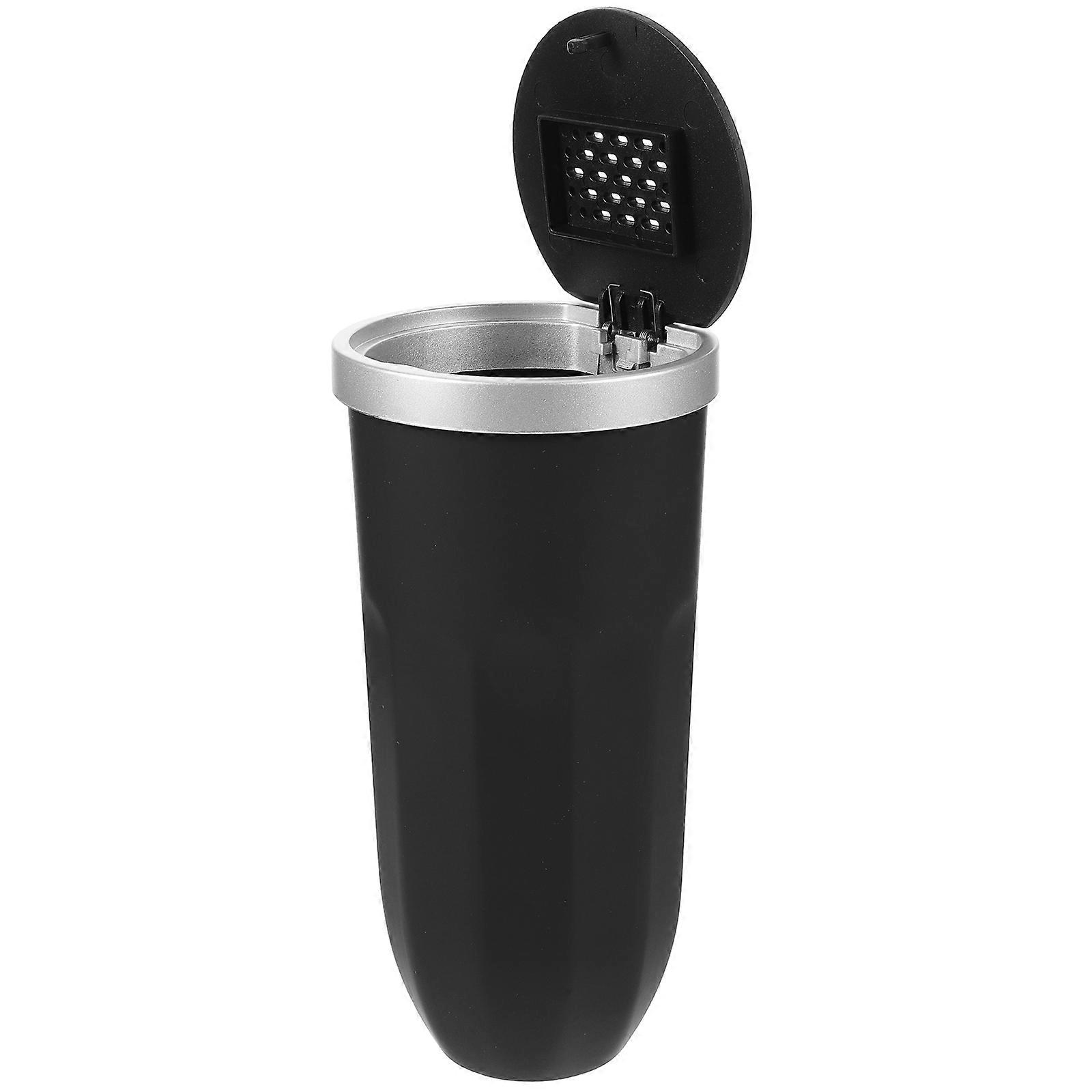Black Plastic Car Trash Can with Lid for Home Use Compact Large Capacity Design 4.5 x 4.5 x 7.5 inches