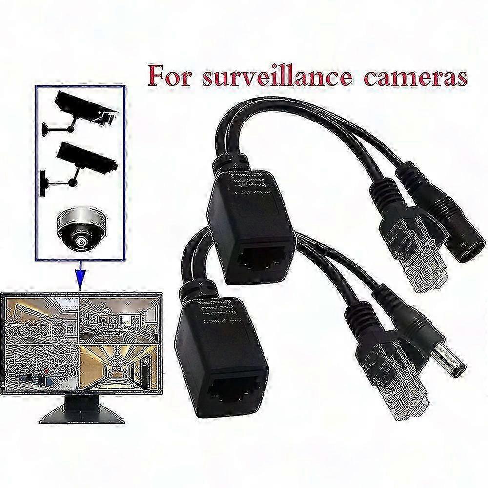 2 Pcs Passive PoE Injector and Splitter Kit with DC Power Adapter Connector