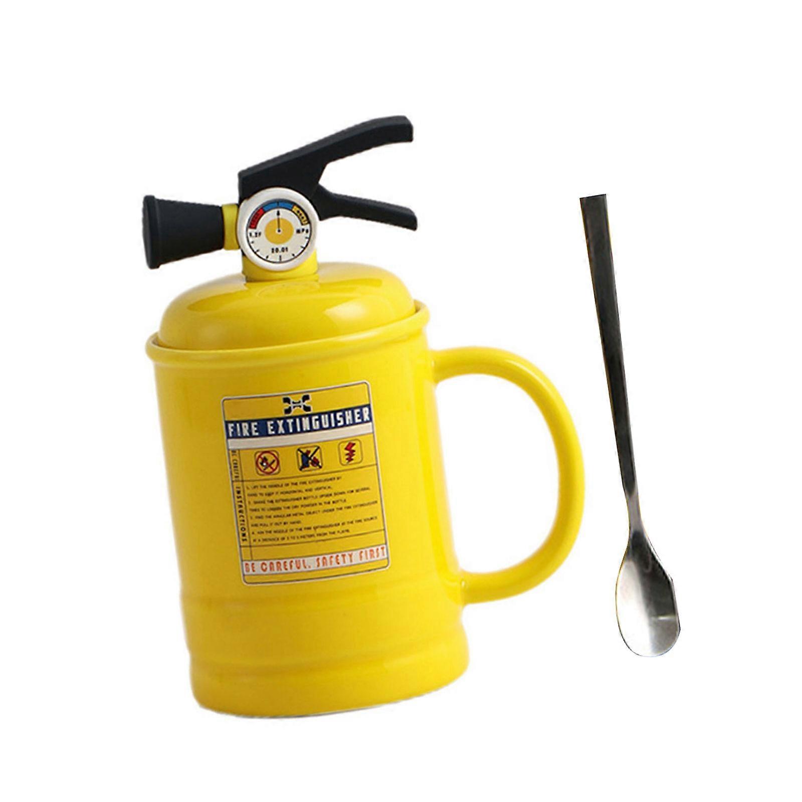Creative Fire Extinguishers Style Coffee Mug Porcelain Cup with Nonslip Handle, Great for Adding Fun to Daily Routines  Yellow