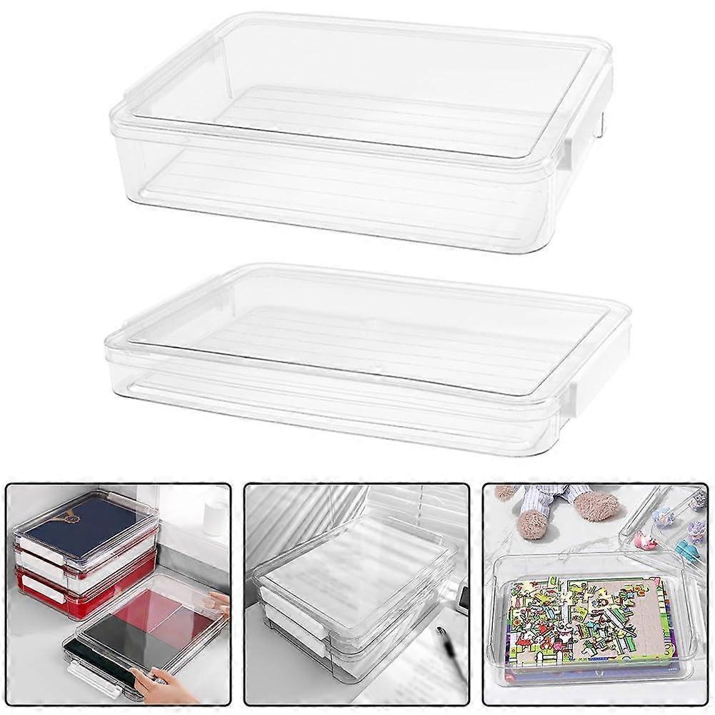 Clear Desk Storage Box for A4 Documents Design Keeps Papers Organized (Large)