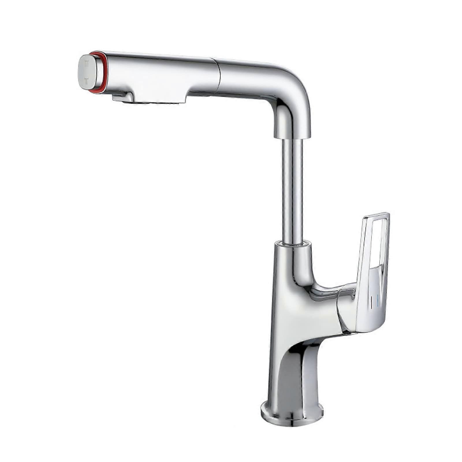 Bathroom Sink Mixer Tap with Pull-Out Sprayer, Dual-Mode Hot and Cold Water, 360° Rotatable Single Handle Faucet