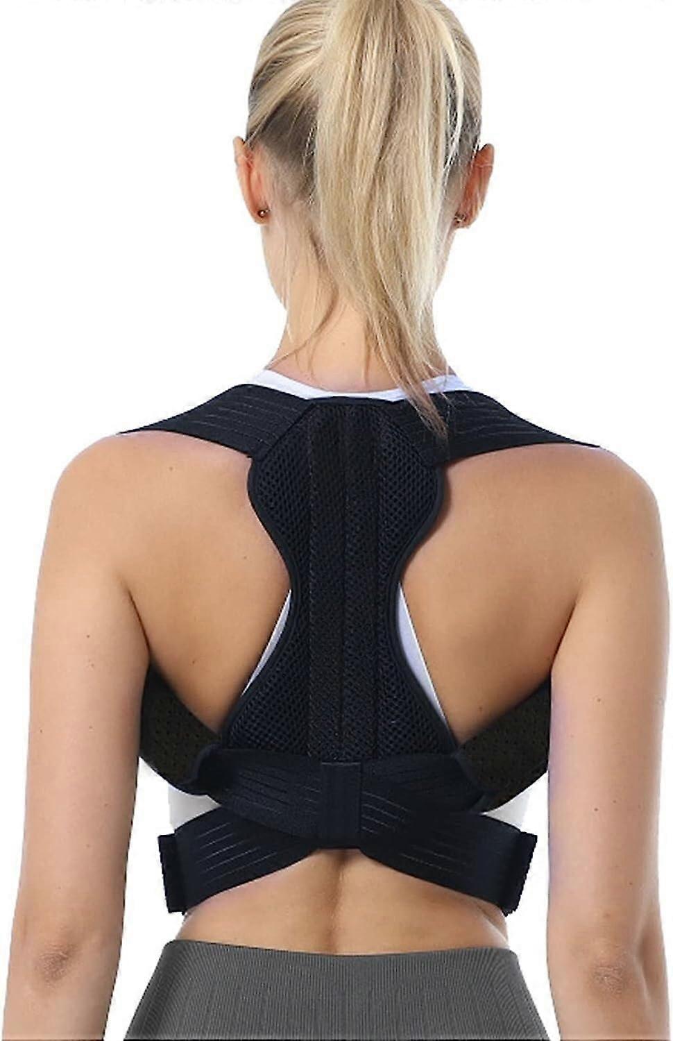 Adjustable Posture Corrector Back Support Belt for Unisex, Breathable Clavicle and Lumbar Support, Size B XL Black