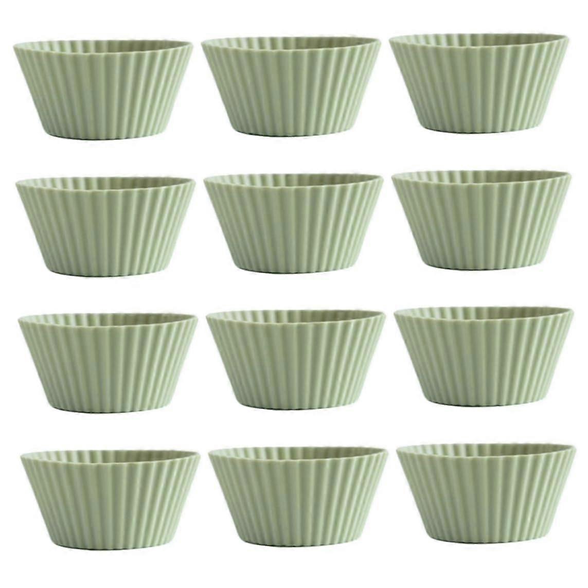 Silicone Baking Cups Cupcake Liners, Pack of 12 Reusable NonStick Muffin Liners for Baking Cupcake Holder Mold (Green) 1