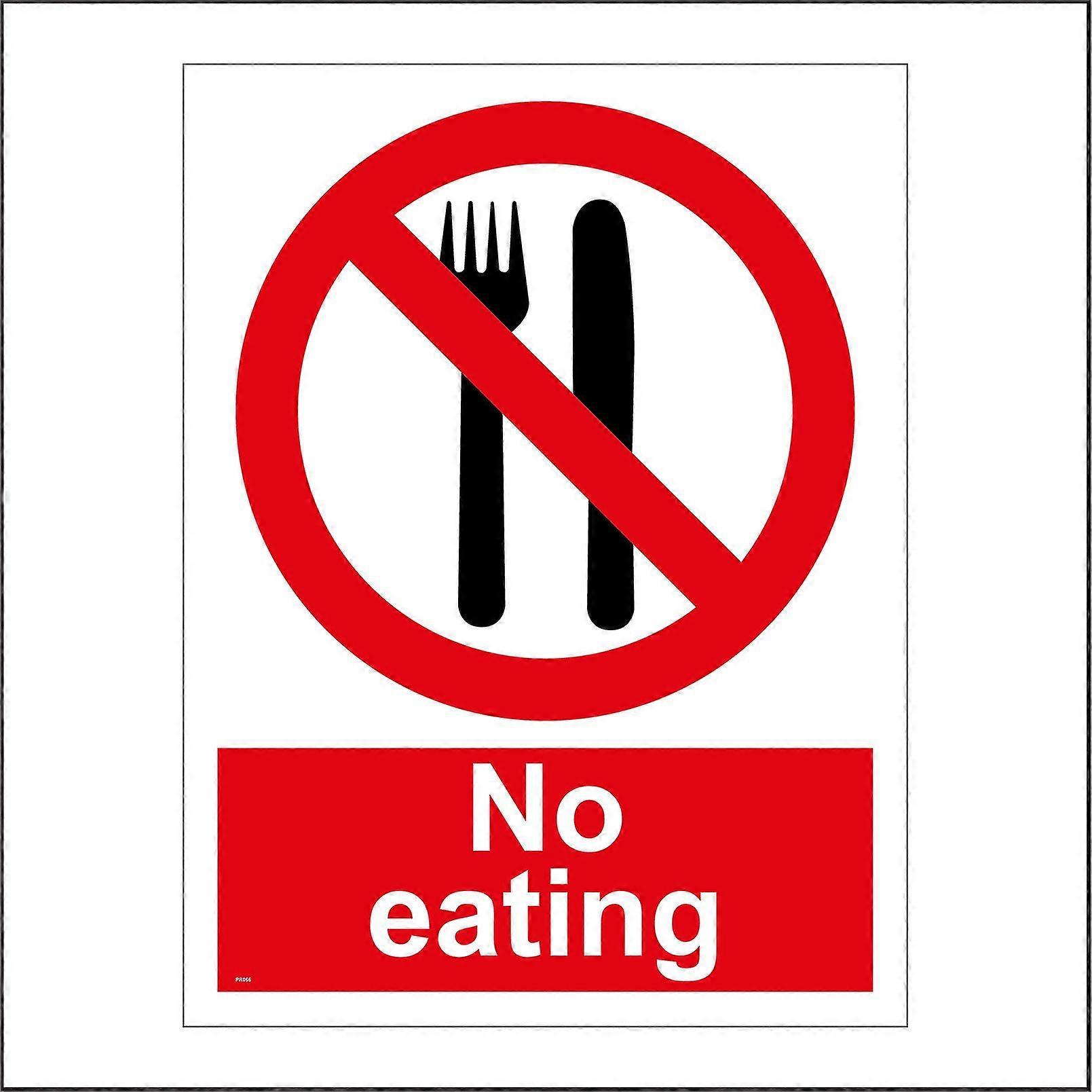 PR056 No Eating Sign with Crossed Knife and Fork Symbol