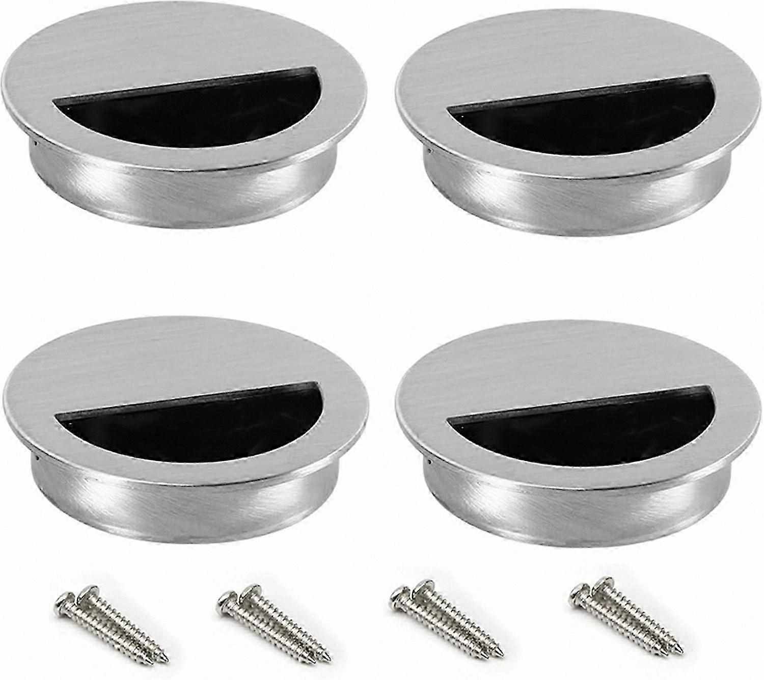Modern Recessed Pull Handles for Cabinets and Drawers, Brushed Finish, Hidden Design, 50mm Hole Center, Set of 4