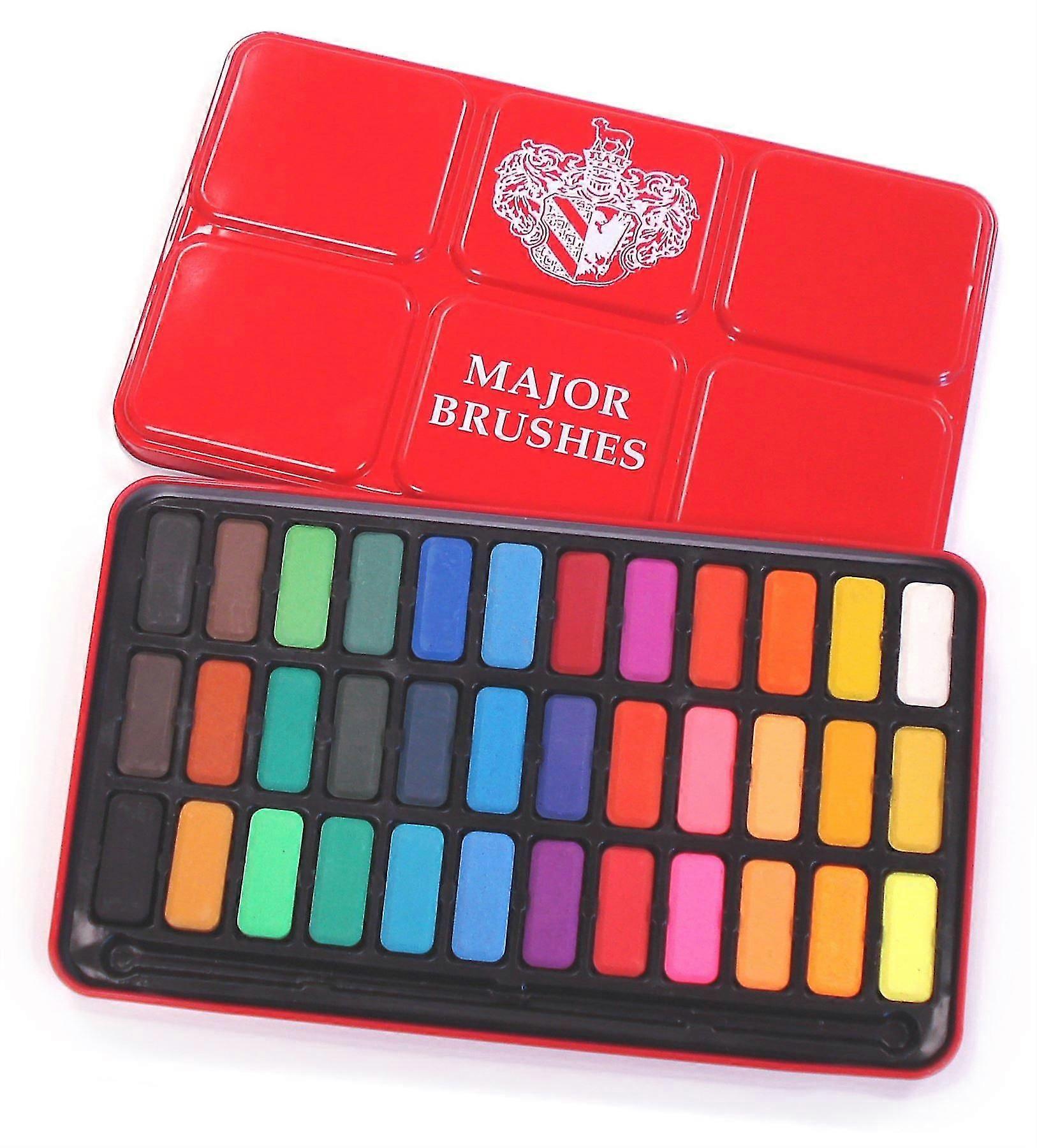 Major Brushes Watercolour Red Tin Set, 36 Colours