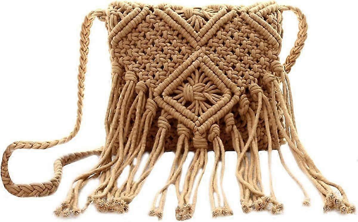Handmade straw shoulder bag