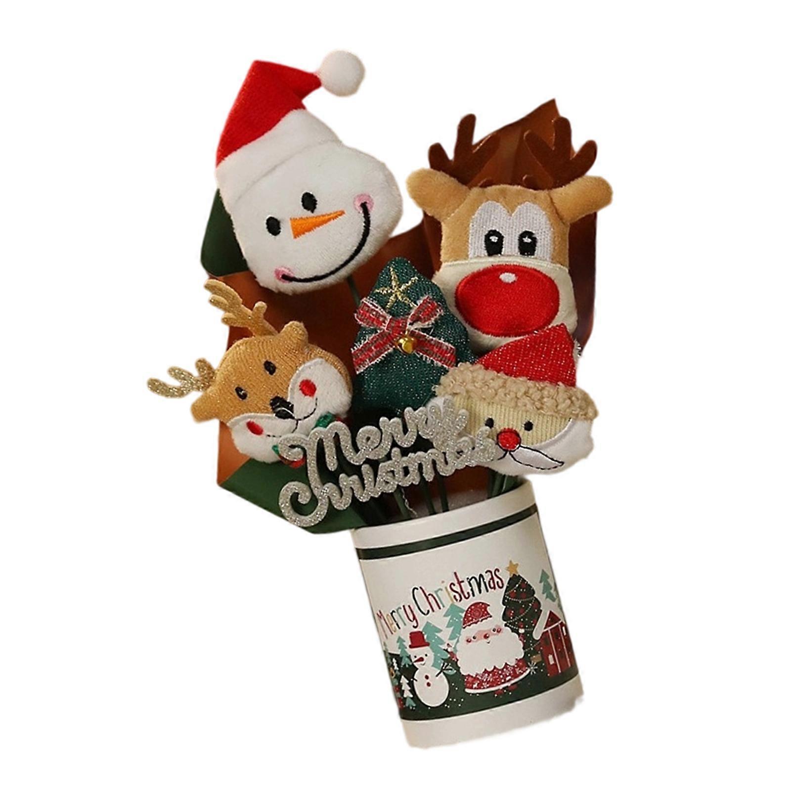 Soft Christmas Bear Santa Snowman Decorations Cloth Ornaments for Tabletop Nursery Window Display Multicolor