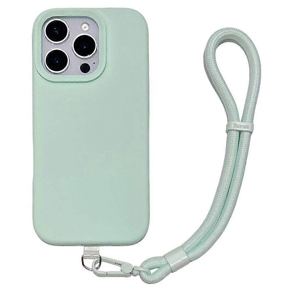 Compatible For iPhone 16 Pro Max Case Soft Microfiber Lining Liquid Silicone + PC Phone Cover with Wrist Strap