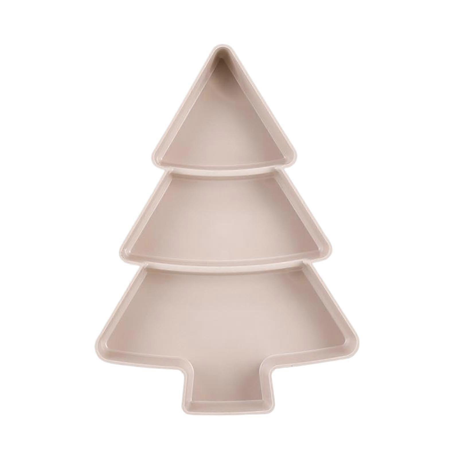 Plastic Plates Set ABS Plastic Christmas Tree Shaped Plates Light Pink Fruit Bowl