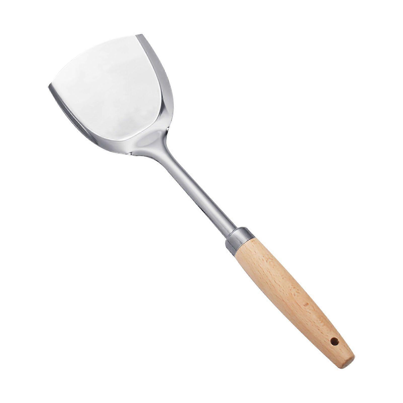 Spatula Wooden Handle Stainless Steel Heat Resistant Chinese Style Ergonomic Spatula Turners for Kitchen Use
