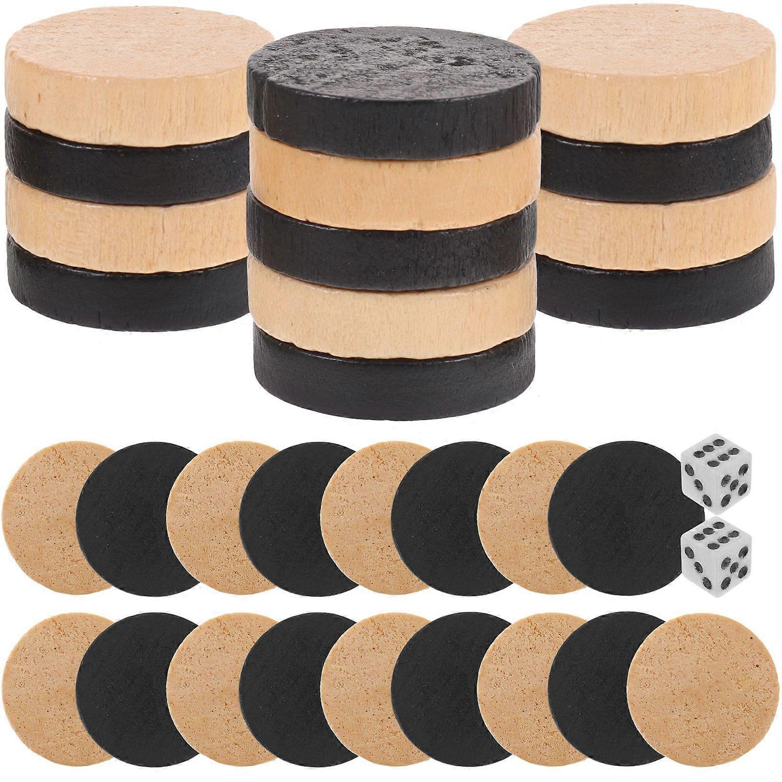 1 Set Wooden Backgammon Pieces Checkers Chess Pieces Board Game Accessories