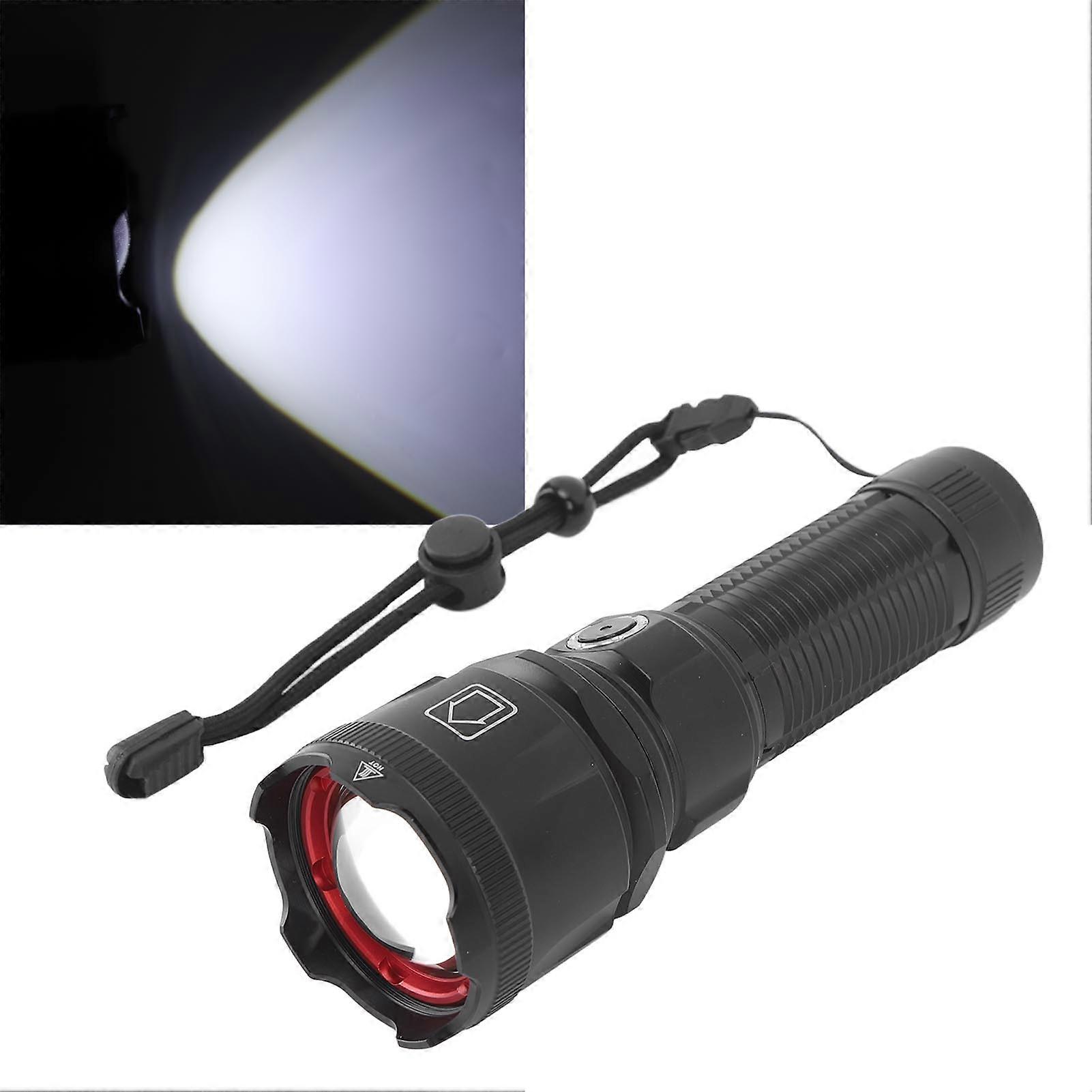 30W Zoomable LED Flashlight 3.3x16x5cm USB Rechargeable
