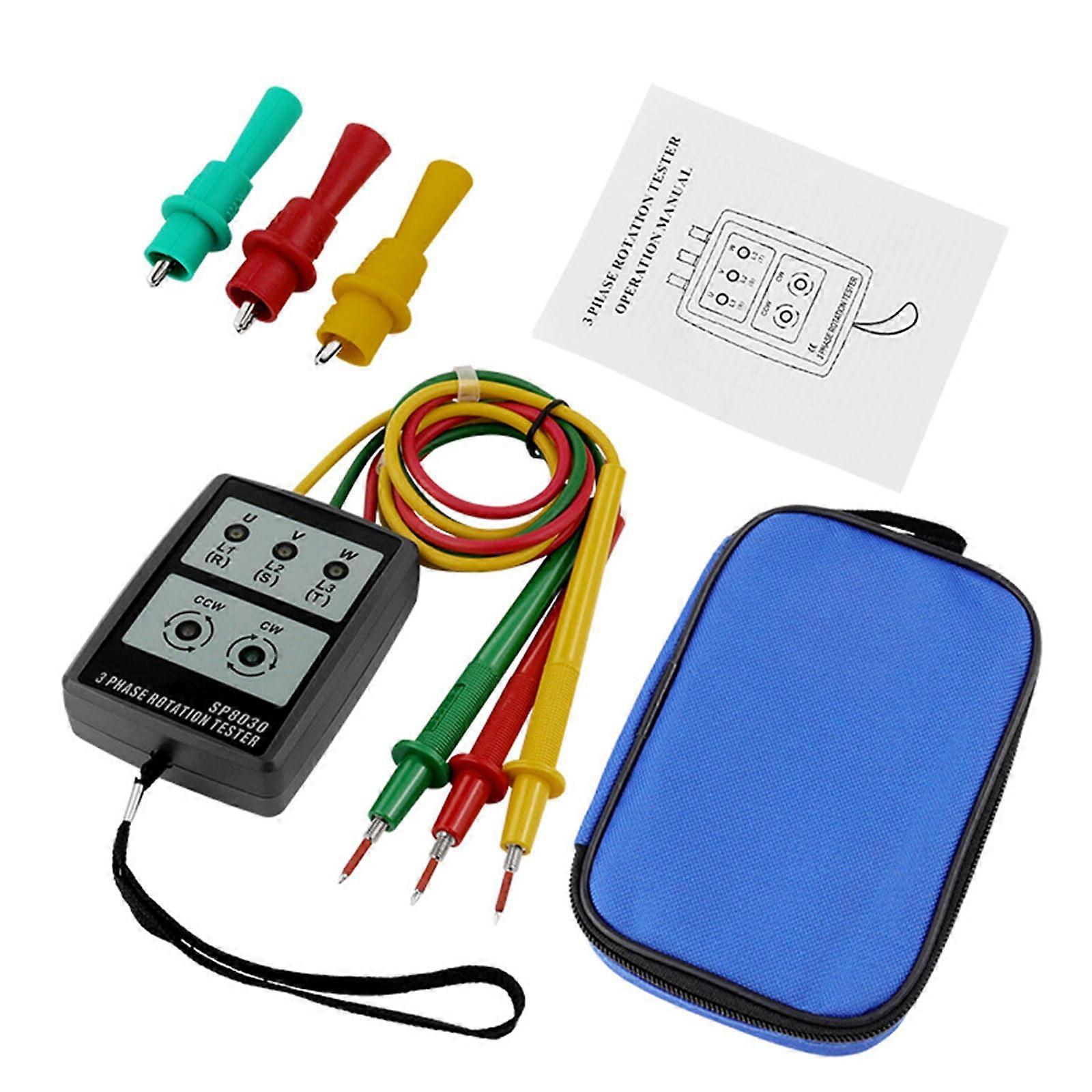 3 Phase Sequences Rotation Tester Detectors Meter Phase Indicators LED Phase Sequencer 60V600V Voltage Range 20Hz400Hz