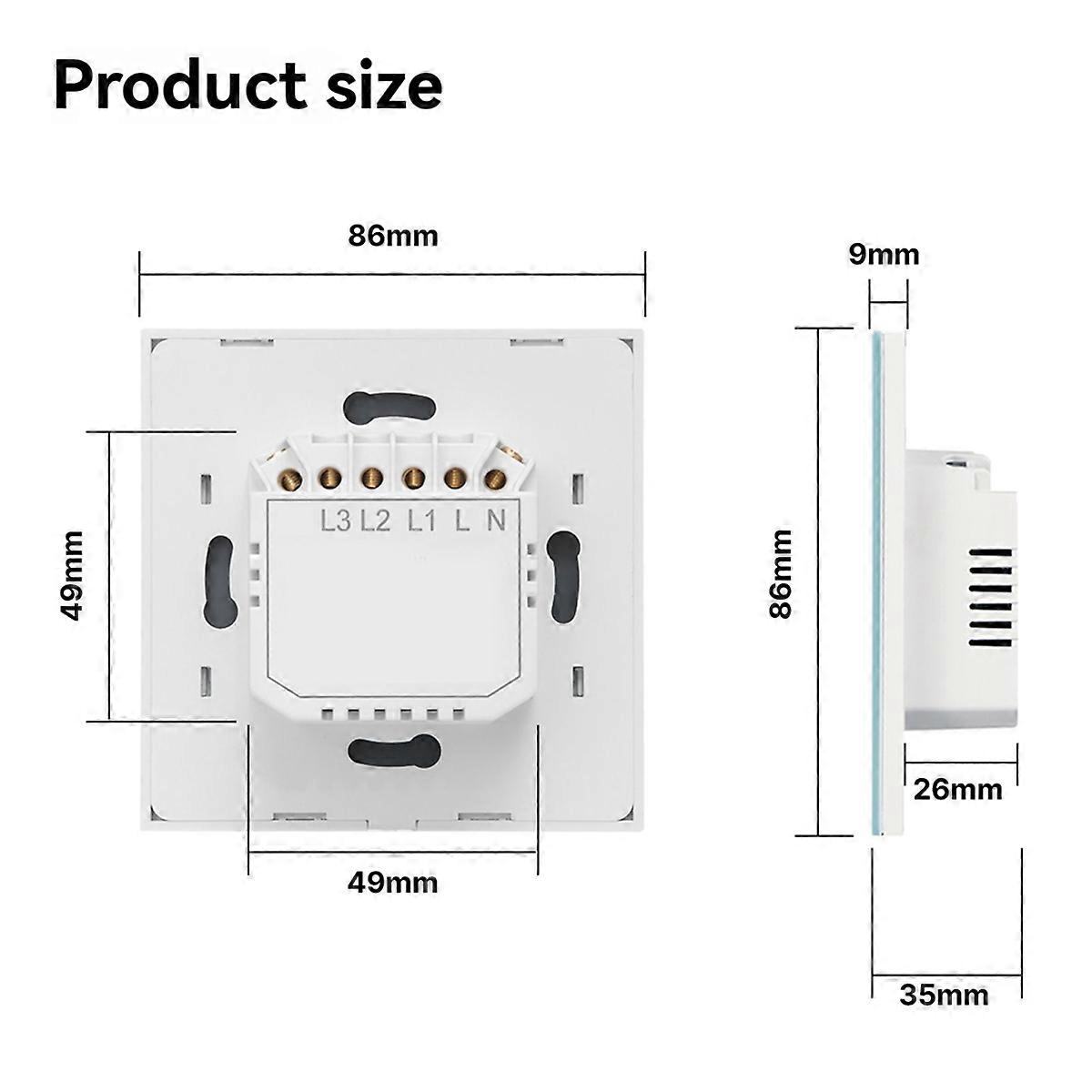 Tuya Matter Smart Switch 2 Gang Wall Touch Light Switch Need Neutral for Voice Control 2-Way