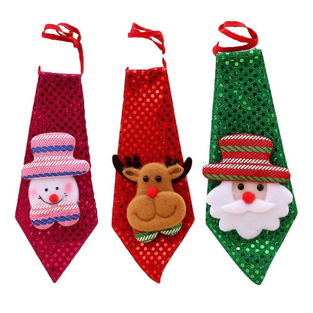 Decorative Necktie Sequin Tie For Holiday Parties Kids Assorted Costume Accessory 3 Pcs