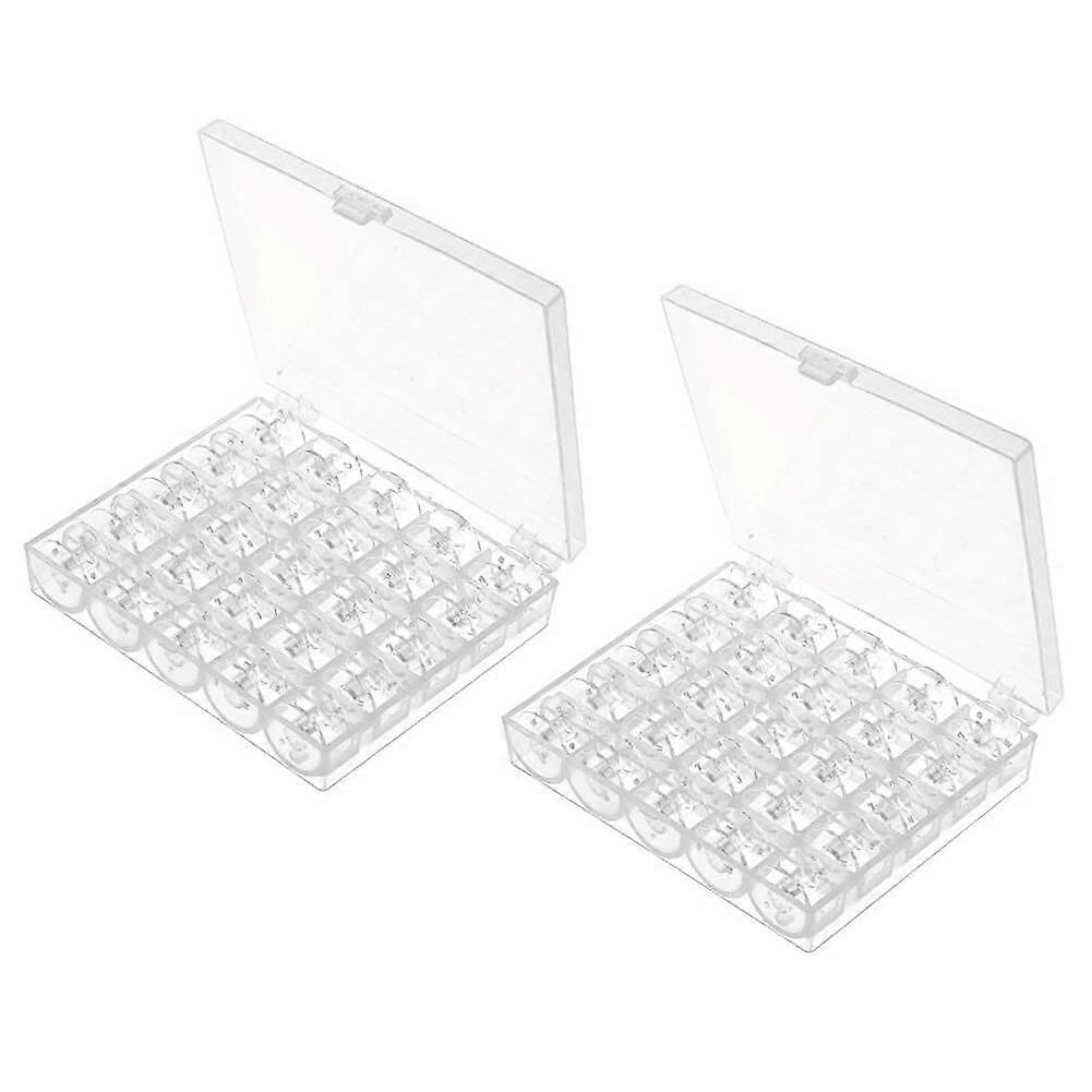 50 Pcs Sewing Machine Bobbins with Case for Brother Singer
