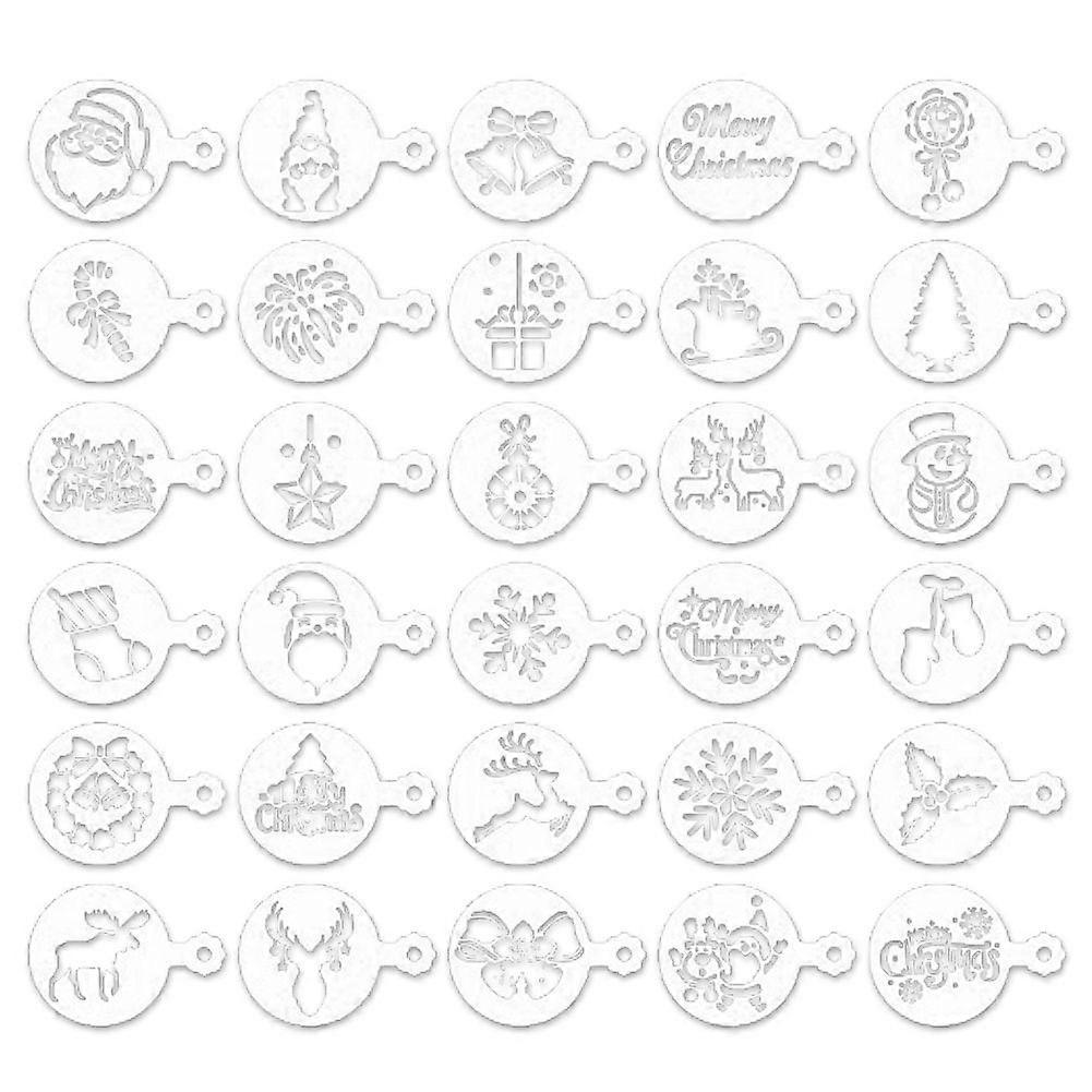 30 Pieces Cookie Stencils Cake Templates Coffee Stencils Reusable Painting Cake Stencil Templates E