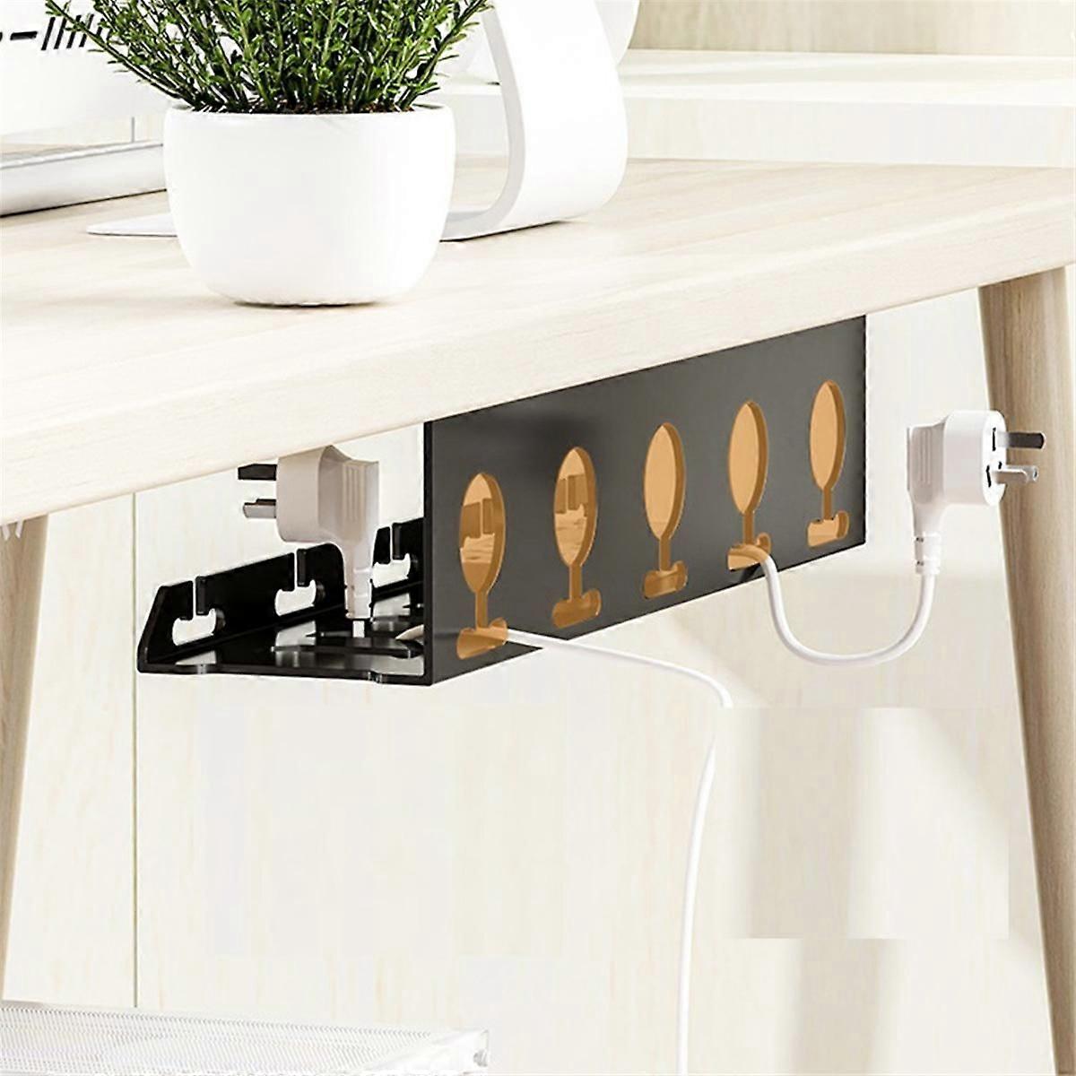 No Drilling Sturdy Under Desk Cable Management Metal Cable Tray Under Desk with Clamp Power Strip C