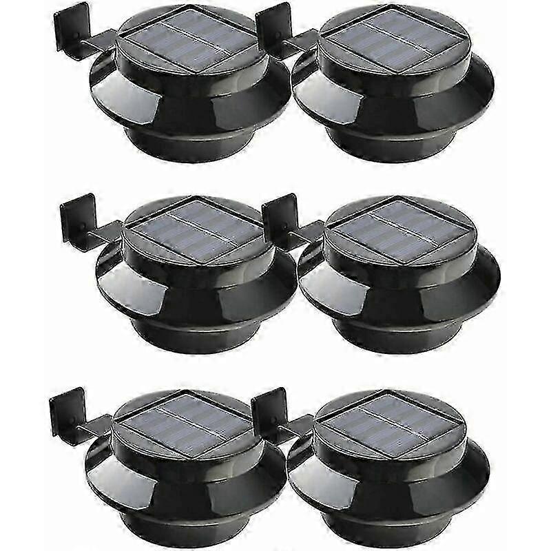 6 Pack Solar Powered Led Gutter Lights, Fence, Roof, Gutter, Garden, Yard, Wall, Black - KM