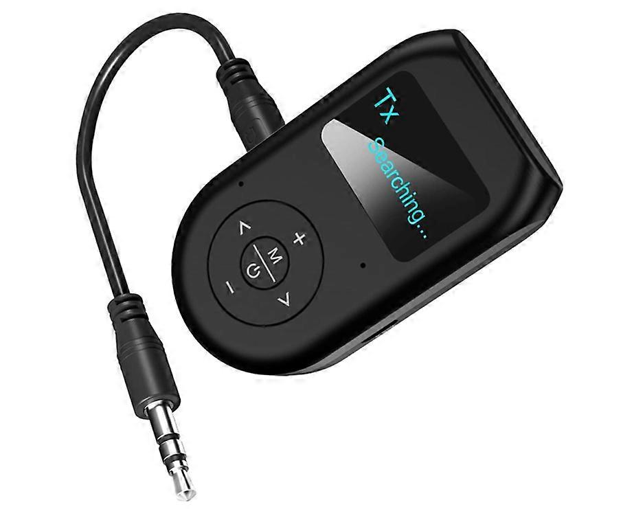 2 in 1 Bluetooth 5.0 Adapter Receiver Transmitter with a LCD Display Screen Handfrees Wireless Audio Adapter(Black)