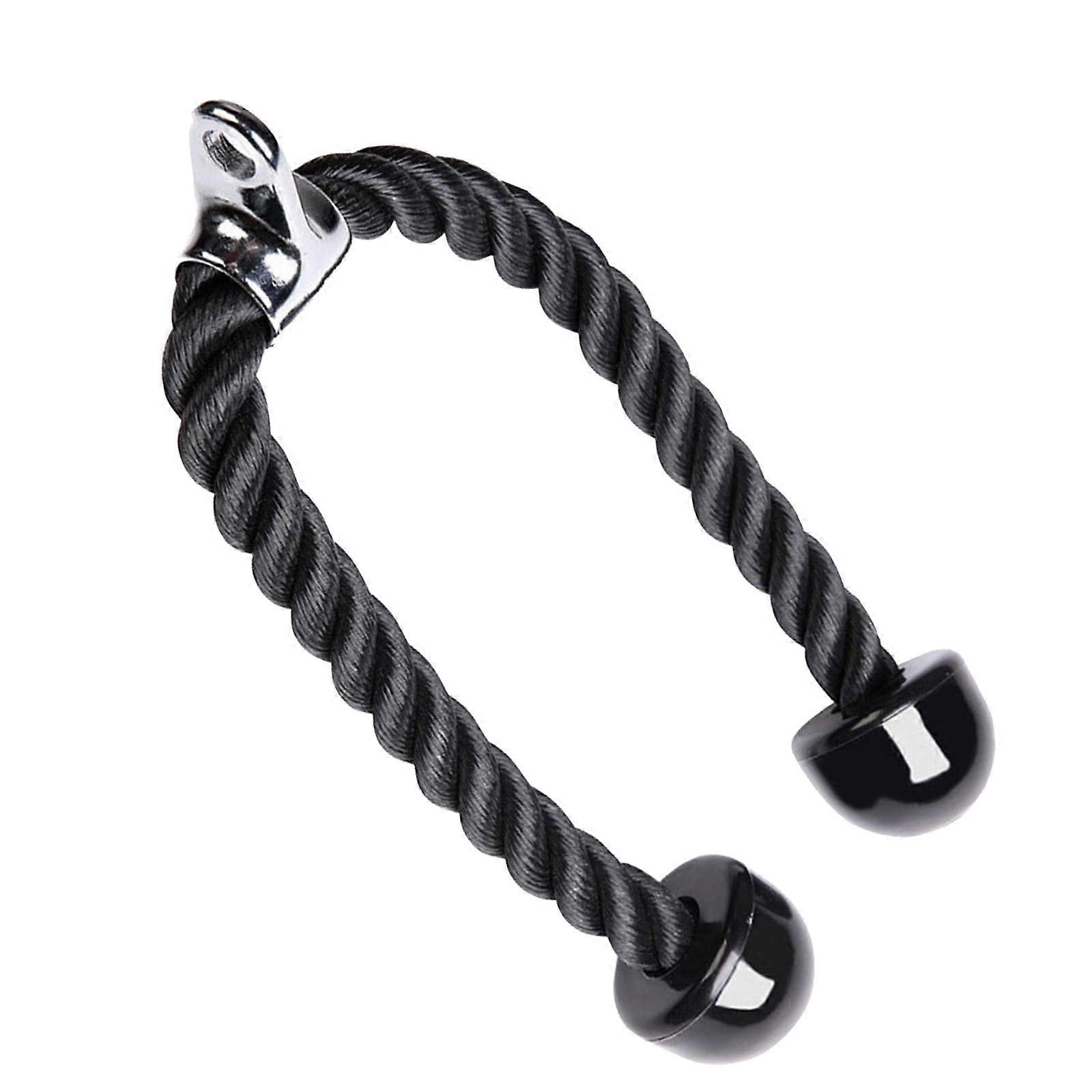 Tricep Pull Down Rope For Cable Machine, 70cm Black NonSlip Grip, Bicep Tricep Rope Attachment For Gym Home