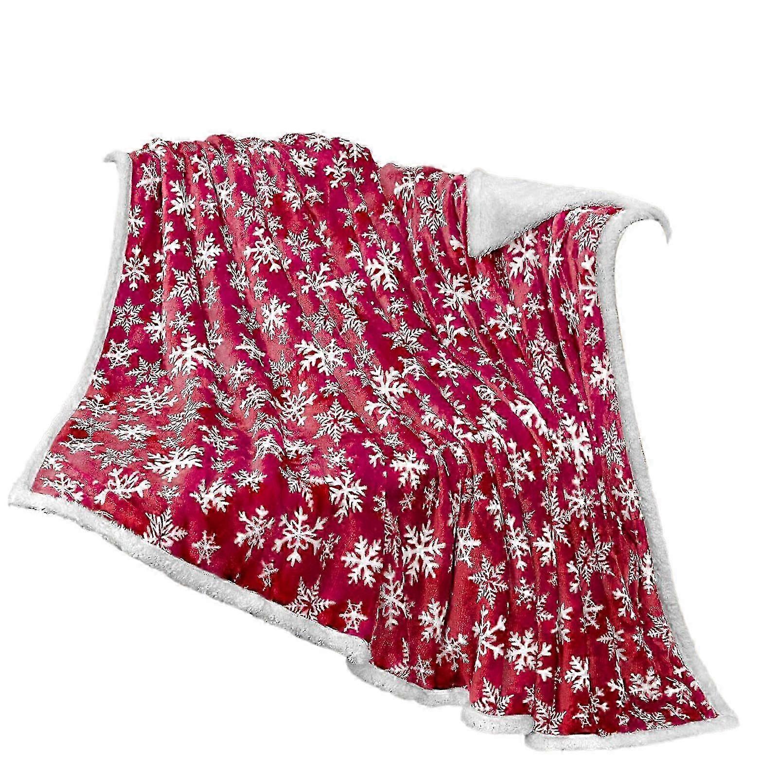 Christmas Snowflake Print Soft Warm Blanket for Sofa, Bed, and Outdoor Events Red Blue Print