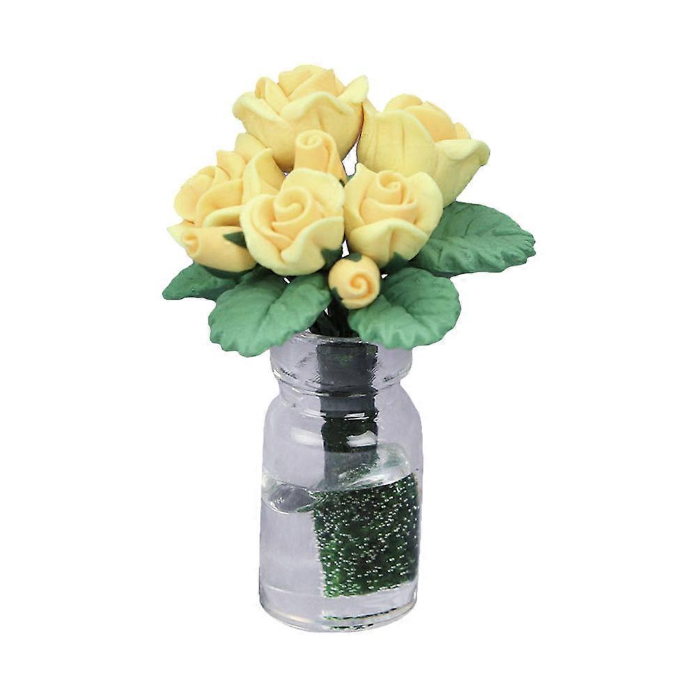 Potted Rose Decoration Rose Potted Model for Decor 2Pcs Resin Ornament