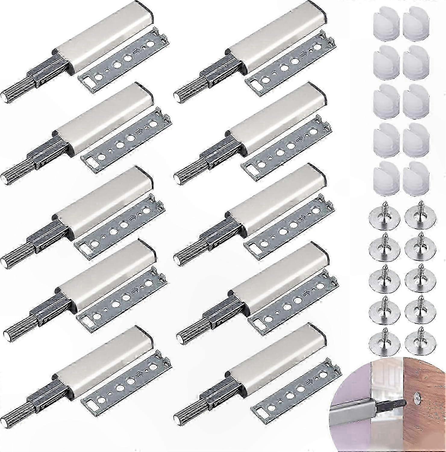 Magnetic Push Latch Set for Cabinet Doors and Drawers, Soft Close Mechanism for Furniture