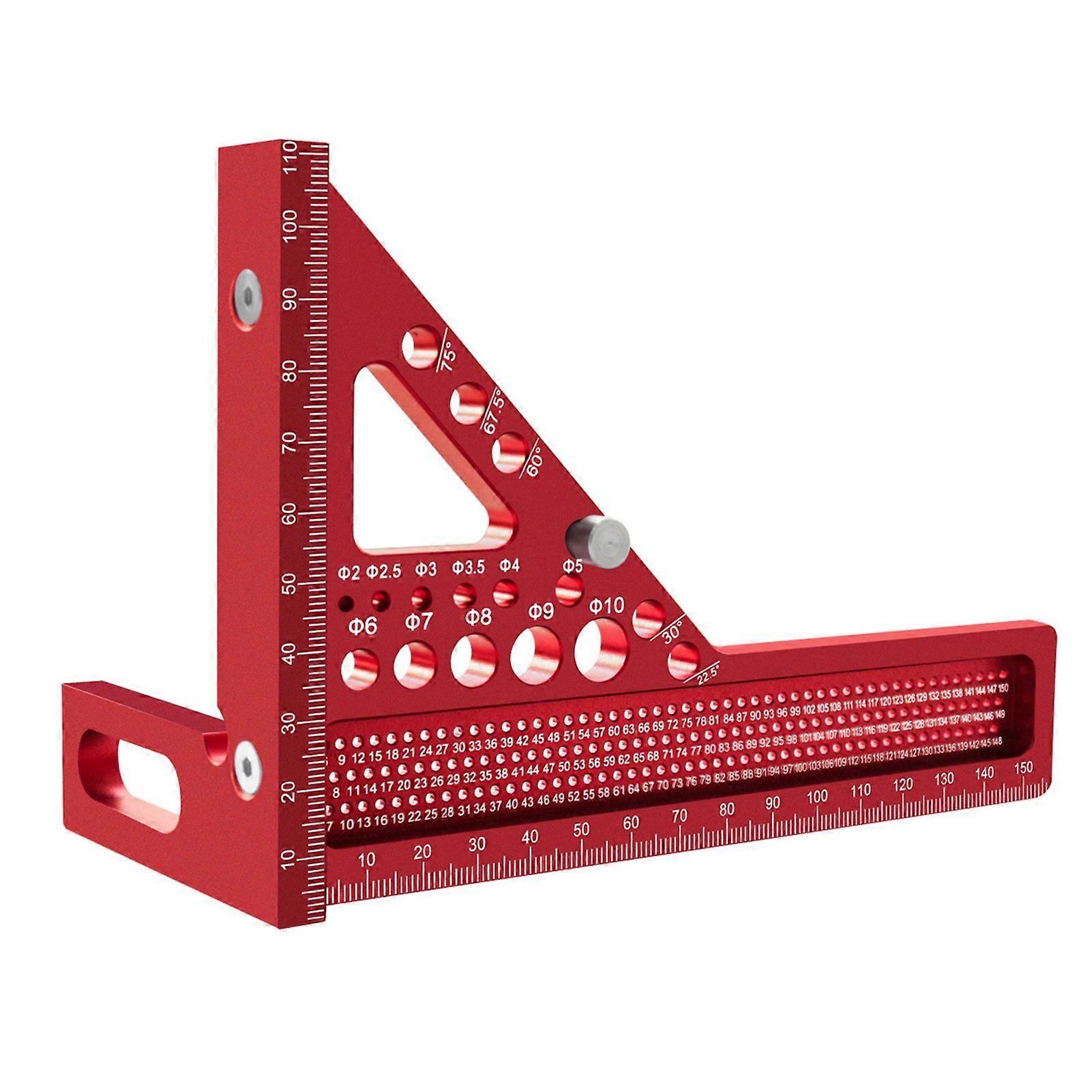 3D Multi Angle Measuring Ruler Metric Aluminum Alloy 22.5-90 Degree Woodworking Square Carpenter Hole Scribing with Pin